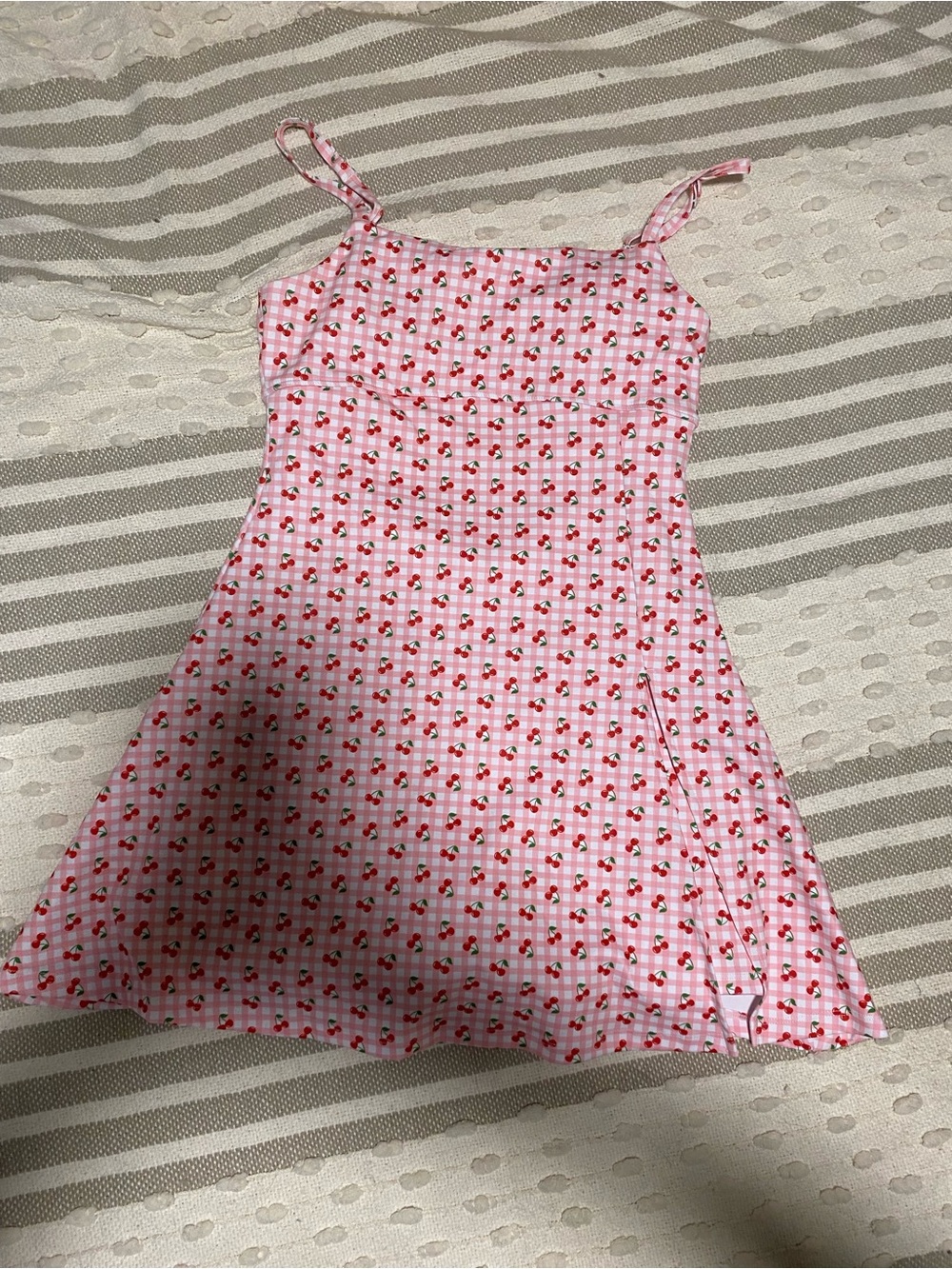 Pink Lilly cherry athletic dress with side slit and built in shorts